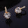 Peach Heart Zircon Earings   gold plated white zircon