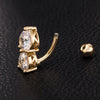 Puncture Ornament Double Love Heart Zircon Navel Ring   gold plated white zircon