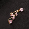 Body Puncture Ornament Leaf Navel Ring    gold plated pink zircon - Mega Save Wholesale & Retail - 2
