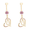 Diamante Double Love Heart Navel Ring Buckle Nail   gold plated pink zircon