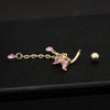 Bowknot Navel Ring Buckle Body Puncture   gold plated pink zircon - Mega Save Wholesale & Retail - 2