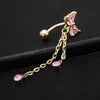Bowknot Navel Ring Buckle Body Puncture   gold plated pink zircon - Mega Save Wholesale & Retail - 3