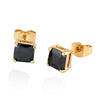 Square Zircon Earings Couples Design  gold plated black zircon - Mega Save Wholesale & Retail