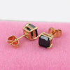 Square Zircon Earings Couples Design  gold plated black zircon - Mega Save Wholesale & Retail - 2