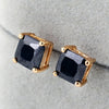 Square Zircon Earings Couples Design  gold plated black zircon - Mega Save Wholesale & Retail - 3