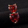 Puncture Ornament Double Love Heart Zircon Navel Ring   gold plated red zircon