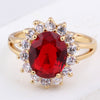 18K Gold Platinum Plated Red  Rhinestone Ring   gold plated red zircon 6# - Mega Save Wholesale & Retail - 2