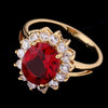 18K Gold Platinum Plated Red  Rhinestone Ring   gold plated red zircon 6# - Mega Save Wholesale & Retail - 3