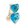 Puncture Ornament Double Love Heart Zircon Navel Ring   gold plated blue zircon - Mega Save Wholesale & Retail