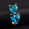 Puncture Ornament Double Love Heart Zircon Navel Ring   gold plated blue zircon