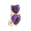 Puncture Ornament Double Love Heart Zircon Navel Ring   gold plated purple zircon - Mega Save Wholesale & Retail