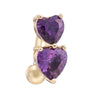 Puncture Ornament Double Love Heart Zircon Navel Ring   gold plated purple zircon
