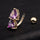 Puncture Ornament Double Love Heart Zircon Navel Ring   gold plated purple zircon