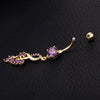 Flower Diamante Navel Nail Ring Buckle Body Puncture   gold plated purple zircon