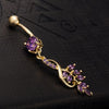 Flower Diamante Navel Nail Ring Buckle Body Puncture   gold plated purple zircon