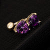 Puncture Ornament Double Love Heart Zircon Navel Ring   gold plated purple zircon