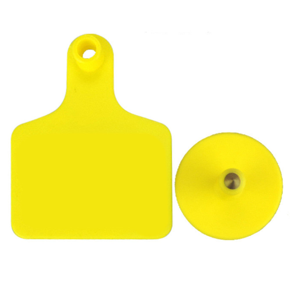 100pcs TPU Laser Curve Cattle Ear Tag Tagger Copper Head     yellow without number - Mega Save Wholesale & Retail