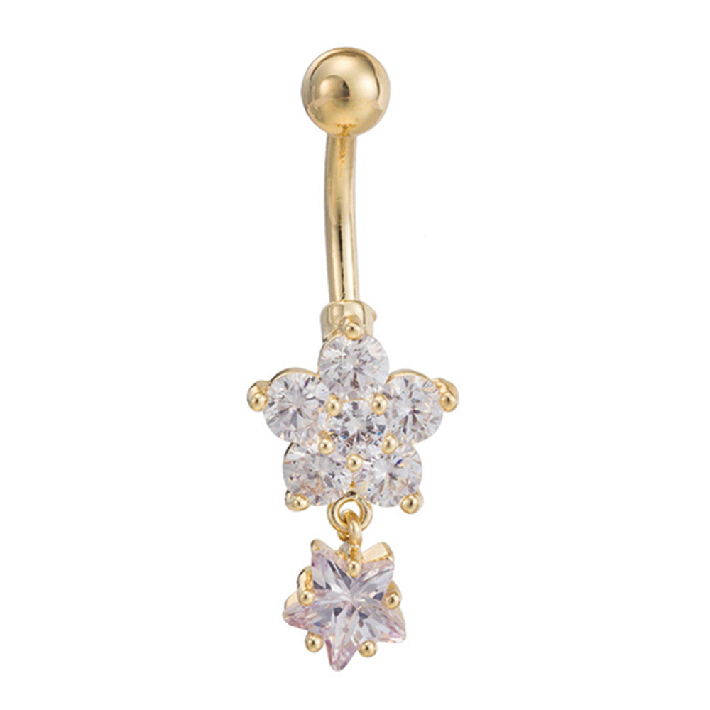 Flower Star Navel Nail Ring Body Puncture    white - Mega Save Wholesale & Retail - 1