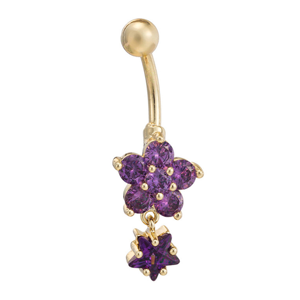 Flower Star Navel Nail Ring Body Puncture   purple - Mega Save Wholesale & Retail - 1