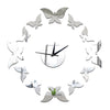 Living Room Decoration Silver Butterfly Wall Clock   silver - Mega Save Wholesale & Retail