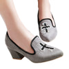 Middle Heel Thin Shoes Fluff Pointed Low Uppers Casual  grey - Mega Save Wholesale & Retail