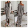 Party Maxi Women Ladies One Soulder Sexy Irregular Split Dress Grey S - Mega Save Wholesale & Retail - 2