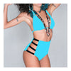 High Waist Swimwear Swimsuit Sexy Vintage Tie Bikini  lake blue  S - Mega Save Wholesale & Retail - 1