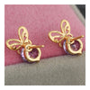 18K Gold Galvanized Austrian Zircon Ear Studs   purple - Mega Save Wholesale & Retail - 3