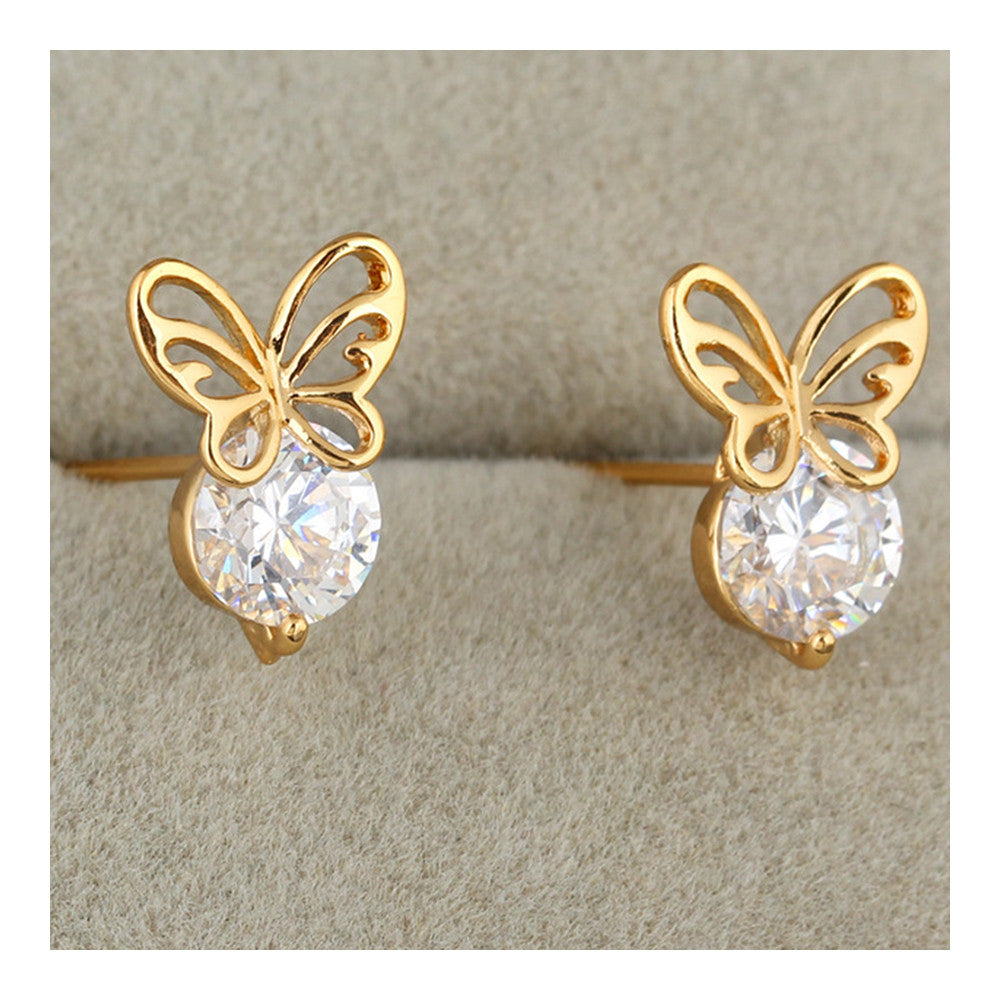 18K Gold Galvanized Austrian Zircon Ear Studs   white - Mega Save Wholesale & Retail - 1