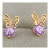 18K Gold Galvanized Austrian Zircon Ear Studs   purple - Mega Save Wholesale & Retail - 1