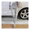 Leggings Woman Slim Fake 2pcs Skirt   zipper skirt light grey - Mega Save Wholesale & Retail