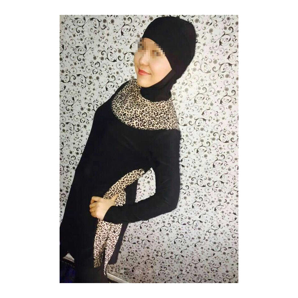 Muslim Swimwear Swimsuit Woman Beach Burqini   leopard pirnt   S - Mega Save Wholesale & Retail - 1