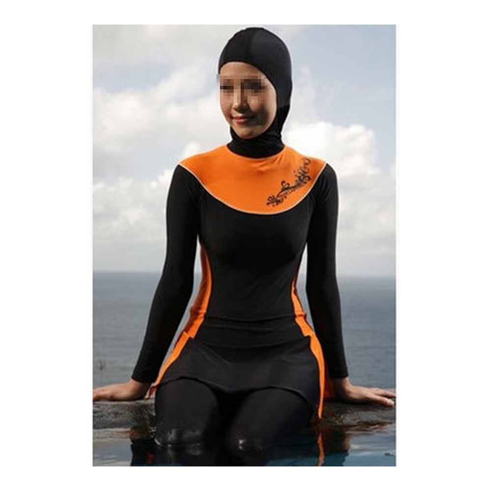 Muslim Swimwear Swimsuit Woman Beach Burqini   black   S - Mega Save Wholesale & Retail - 1