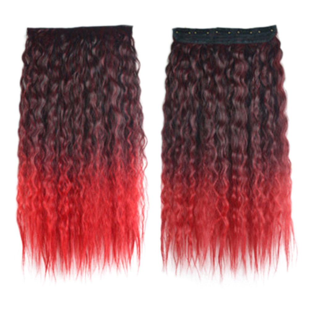 Colorful Corn Hot 5 Cards Hair Extension Wig     black wine red