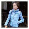 Winter Fashionable Short Thin Light Down Coat Woman   light blue  M - Mega Save Wholesale & Retail - 1