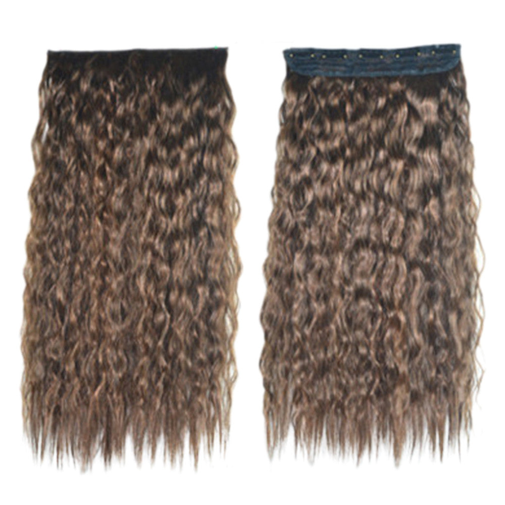 Colorful Corn Hot 5 Cards Hair Extension Wig     light brown