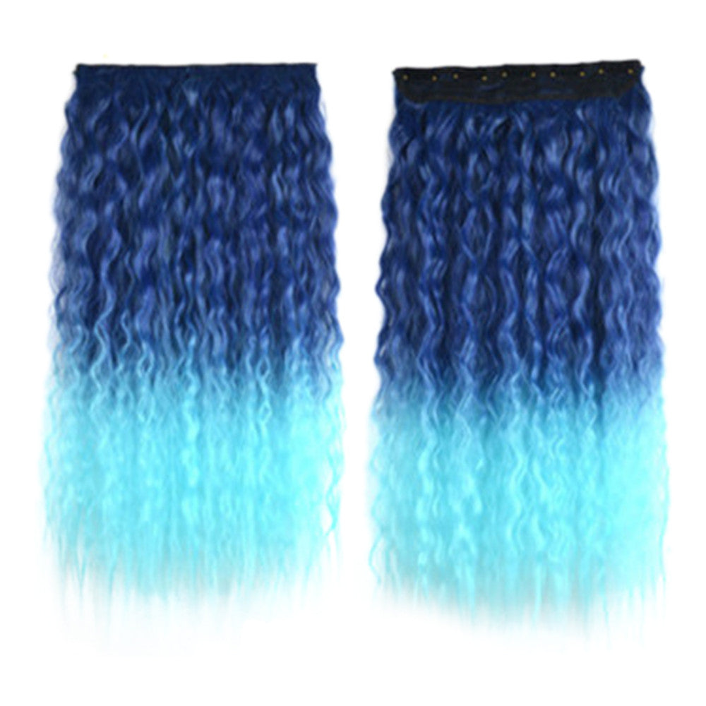 Colorful Corn Hot 5 Cards Hair Extension Wig     dark blue sky blue