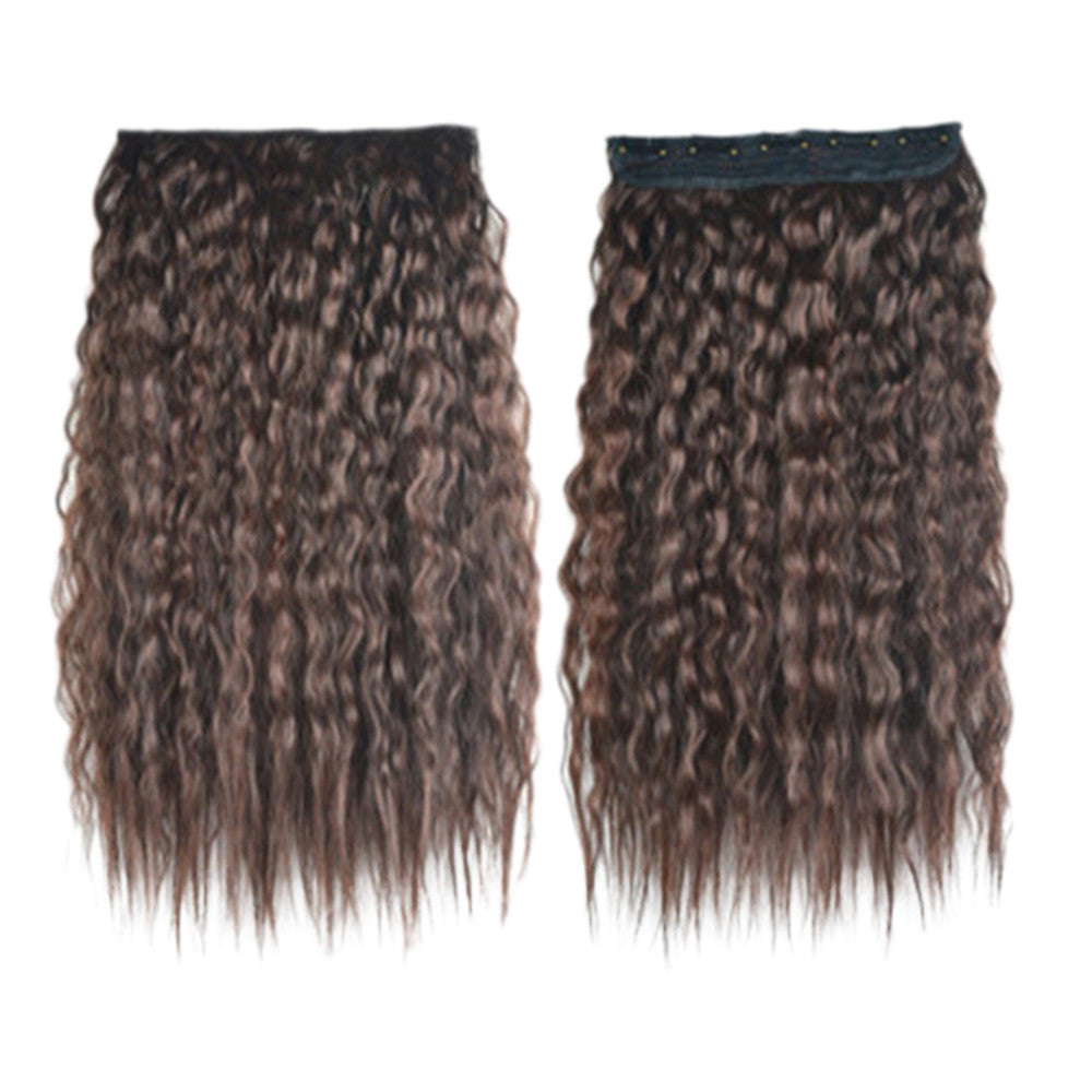 Colorful Corn Hot 5 Cards Hair Extension Wig     dark brown