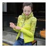 Winter Fashionable Short Thin Light Down Coat Woman   fluorescent yellow   M - Mega Save Wholesale & Retail - 2