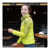 Winter Fashionable Short Thin Light Down Coat Woman   fluorescent yellow   M - Mega Save Wholesale & Retail - 3