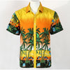 Hot Men Aloha Shirt Hawaiian Cruise Tropical Luau Beach Hawaiian Party Palm Gradient orange L normal version - Mega Save Wholesale & Retail - 1