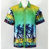Hot Men Aloha Shirt Hawaiian Cruise Tropical Luau Beach Hawaiian Party Palm Gradient green L normal version - Mega Save Wholesale & Retail - 1