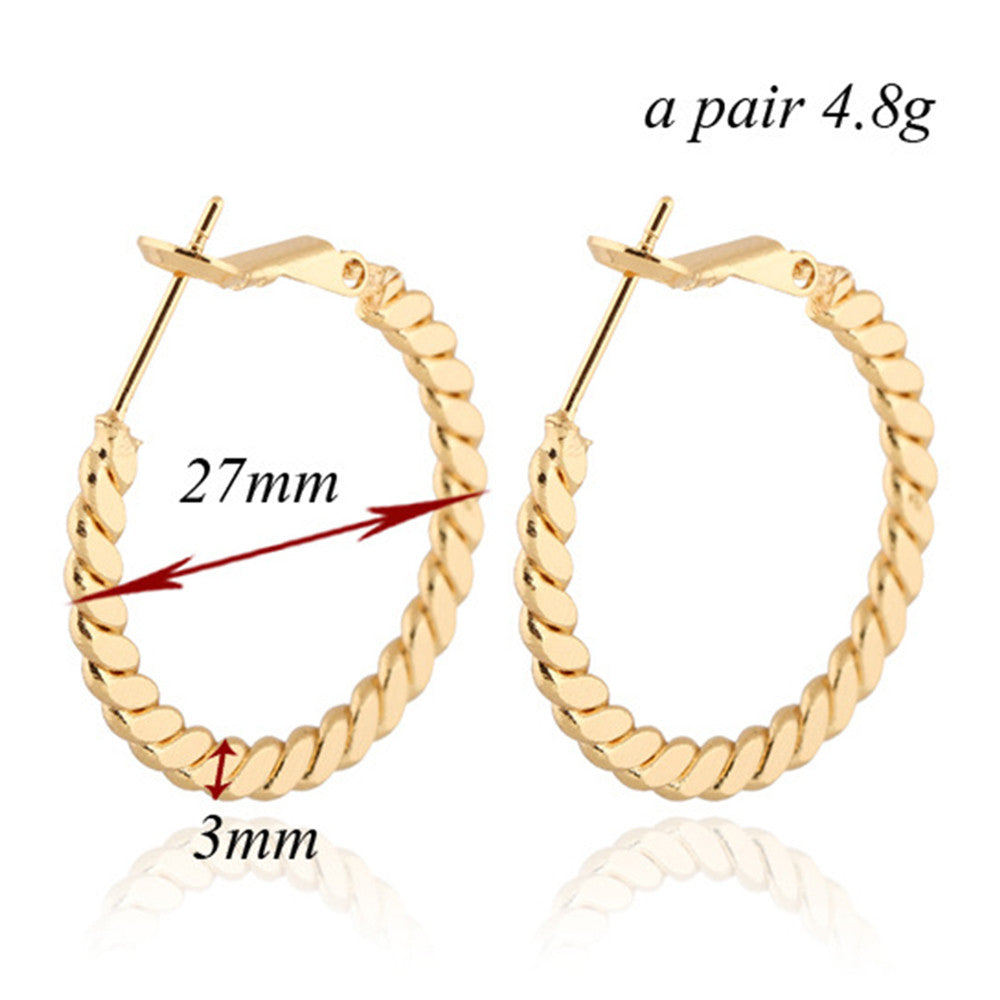 18K Gold Platinum Galvanized Simple Earrings   yellow - Mega Save Wholesale & Retail - 3
