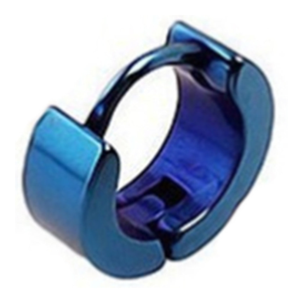 Titanium Steel Classical Simple Girl Boy Earrings Puncture   4mm blue single - Mega Save Wholesale & Retail - 1