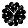 Living Room Decoration Silent Paper-cut Flower Mirror Wall Clock   black - Mega Save Wholesale & Retail