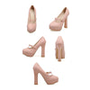 Super High Heel Round Platform Low-cut Women Shoes   beige - Mega Save Wholesale & Retail - 2