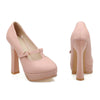Super High Heel Round Platform Low-cut Women Shoes   pink  35 - Mega Save Wholesale & Retail