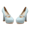 Super High Heel Round Platform Low-cut Women Shoes  blue - Mega Save Wholesale & Retail - 1