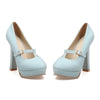 Super High Heel Round Platform Low-cut Women Shoes  blue  35 - Mega Save Wholesale & Retail