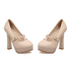 Super High Heel Round Platform Low-cut Women Shoes   beige  35 - Mega Save Wholesale & Retail